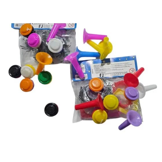 KIT COM 100 MINI BRINQUEDO 25 CORNETA+25 DENTADURA +25 MINI IOIO+25 ARANHA PRETA FESTAS PRENDA E LEMBRANCINHAS