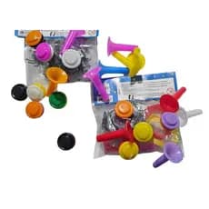 KIT COM 100 MINI BRINQUEDO 25 CORNETA+25 DENTADURA +25 MINI IOIO+25 ARANHA PRETA FESTAS PRENDA E LEMBRANCINHAS