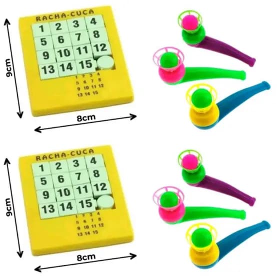KIT 7 BRINQUEDOS SENDO 1  UNIDADE RACHA CUCA NUMEROS+6 CACHIMBO COM BOLINHA  INFANTIL  BRINQUEDO INFANTIL SACOLINHA