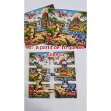 KIT 10 UND ATE 40 UND QUEBRA CABEÇA DINOSSAURO, TAMANHO 10X10CM 6PEÇAS, PRENDA, FESTA, ANIVERSÁRIO, BRINDE, DIDÁTICO