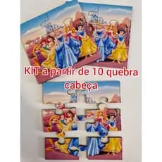 KIT 10 UND ATE 40 UND QUEBRA CABEÇA PRINCESAS , TAMANHO 10X10CM 6PEÇAS,PRENDA, FESTA, ANIVERSÁRIO, BRINDE, DIDÁTICO
