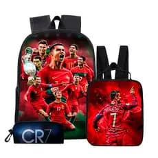 kit mochila Cristiano Ronaldo +lancheira térmica e estojo escolar