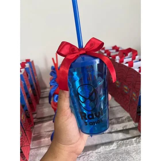 Copos Twister Personalizado Tema Homem Aranha 400ml c/ tampa e canudo TODOS OS TEMAS