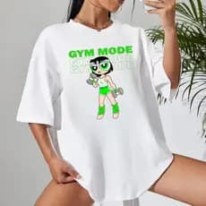 Camiseta de Academia 100% Algodão Crossfit Treino Super Poderosa Tshirt Feminina GYM MODE Grande