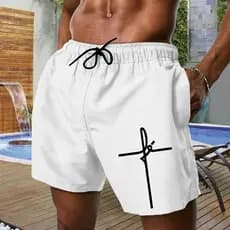 Short Bermuda Tactel Mauricinho Masculino Estampa FÉ Moda Praia Treino Academia Promoção Confortavel