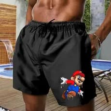 Bermuda Tactel Grosso Short Mauricinho Premium Praia Verão Promoção Fim de Ano Estampa Super Mario