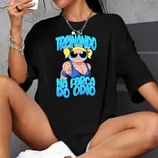 Camiseta de Academia 100% Algodão Treinando na força do ódio Tshirt Feminina Lindinha TreinoCrossfit