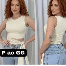 Blusa Cropped Feminino Suplex Forro Duplo Laço Lateral Com Amarração Básica Sem manga Fitnes basica top moda blogueira