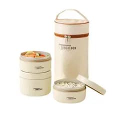 KIT 4  MARMITA TÉRMICA REDONDA COM ALÇA + BOLSA TÉRMICA BEGE AZUL MARRON