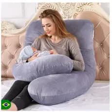 Almofada Travesseiro de Corpo Para Gestante Em Formato de U