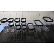 12 Potes Organizadores Herméticos Luxo em Acrílico para Mantimentos , Temperos e Util. Domésticas