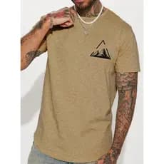 Camiseta Masculina Basica Montanha Triangulo Peito Minimalista Moda Estilo 100% Algodão