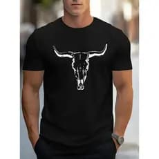Camiseta Masculina Básica Bull Skull Crânio Touro Moda Estilo 100% Algodão
