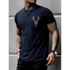 Camiseta Masculina Basica Chifre Alce Moda Estilo Estampada 100% Algodão