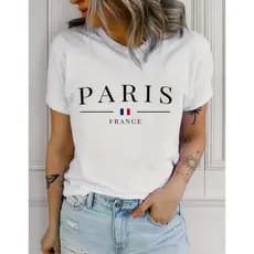 Camiseta Feminina Estampa Moda Gringa Paris França Estilo 100% Algodão Premium