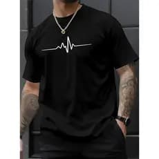 Camiseta Masculina Basica Estampa Batimento Cardíaco Coração 100% Algodão