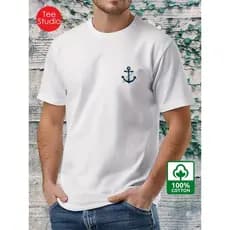 Camiseta Masculina Basica 100% Algodão Ancora Peito Moda Estilo