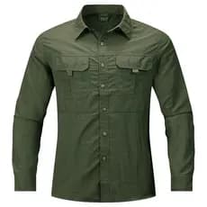 Camisa De Carga Para Homens 2025 Nova Manga Longa De Verão De 2 Bolsos O Exterior Casual Colthing Cor Sólida Quick-dry T