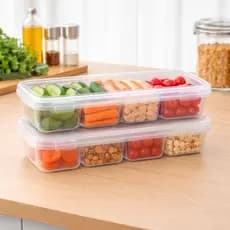 Kit 2 Potes Organizadores Transparentes Divisórias Hermético Alimentos Plástico Cozinha Geladeira