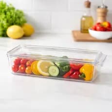 Organizador Acrílico Geladeira Transparente Alimentos Caixa Multiuso Cozinha Compacto Empilhável