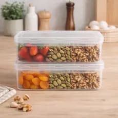 2 Pote Organizador Geladeira Frios Transparente Tampa Encaixe Caixa Organizadora Cozinha Alimentos