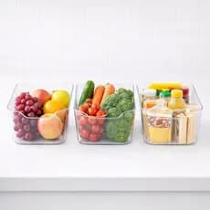 3 Organizador Geladeira Transparente Caixa Multiuso Porta Alimentos Acrílico Resistente Cozinha