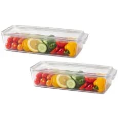 2 Organizador Geladeira Transparente Alimentos Acrílico Multiuso Cozinha Compacto Empilhável