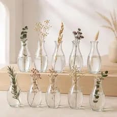 Kit 10 Vasos de Vidro Transparente Decorativo Pequeno Para Flores  Arranjos Minimalistas Centro Mesa