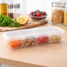 Pote Organizador Transparente Com Divisórias Hermético Alimentos Plástico Cozinha Geladeira 30cm
