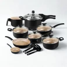 Jogo de Panelas Teflon Munique 11 Pçs com Panela de Pressão fechamento externo de 2.5L