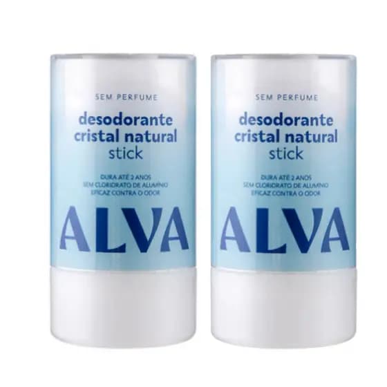 Alva Desodorante Cristal 120g Sem Perfume Vegano Natural Kit 2 Unidades