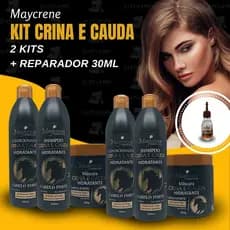 2 Kits Crina e Cauda Maycrene Crescimento Capilar (2 Shamp + 2 Cond + 2 Másc + 1 Rep 30ml)