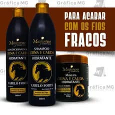 Kit Crina e Cauda Crescimento e Força Shampoo, Condicionador e Máscara Maycrene