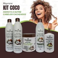 Kit Óleo de Coco Maycrene com Ativador de Cachos e Creme de Pentear - 5 Produtos
