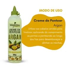 Leave-in Óleo de Argan Creme de Pentear 300g Maycrene - Nutrição e Modelagem Capilar