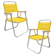 Kit com 2 Cadeiras de Praia Alta Super Resistente de Alumínio Suporta até 150kg