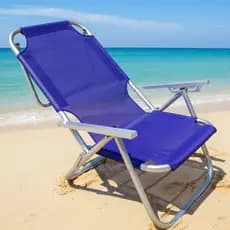Cadeira de Praia Reclinável Hiper Resistente Plus Size até 160kg com Madeira Embutida e Alumínio 1''