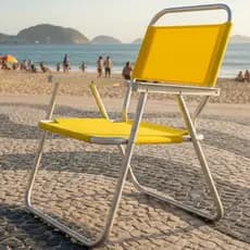 Cadeira de Praia Alta Oversize Suporta até 170kg de Aluminio Resistente com Madeira Embutida