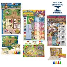 Kit 3 Jogo De Tabuleiro Banco Imobiliário + Ilha Do Tesouro + Shopkids - Brinquedo