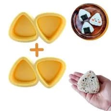 Kit 2 Forma Dupla Para Oniguiri Sushi Bolinho de Arroz Triangular Amarela