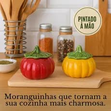 Moranguinhas Abóboras Pote Cerâmica Artesanal Pintando à Mão Mesa Posta Utensílio de Cozinha Trio ou individual