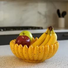 Fruteira Banana em Cerâmica Amarela Grande Decoração Centro de Mesa Porta Frutas