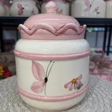 Pote Vânia P Porta Mantimentos em cerâmica 2,1L pintura decorativa