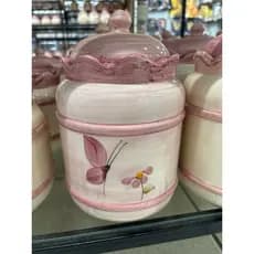 Pote Vânia G Porta Mantimentos com tampa cozinha em cerâmica 2,6L pintura decorativa