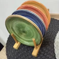 Prato Sobremesa Cerâmica Artesanal Pintado à Mão Louça Decorativa Cafés Mesa posta Utensílio de Cozinha