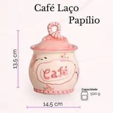 Pote de Café em Cerâmica Artesanal Pintado à Mão Cozinha, Decoração e Mantimentos