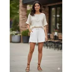 Short Feminino Com Detalhe Na Cintura - Verão- Tamanho P , M e G