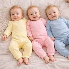 Kit 3 Conjuntos Roupa de Bebê Body + Mijão Suedine 100% Algodão Enxoval Menino Menina