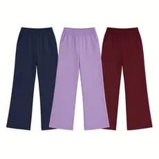 Kit 2 Calça Wide Leg Infantil / Juvenil Menina Moletom Moletinho 8 ao 16 - Cintura Alta e Cores Variadas