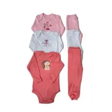Kit 2 Conjuntos Roupa de Bebê Body + Calça Suedine 100% Algodão Enxoval Menino Menina